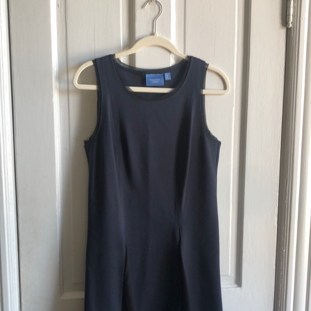 Simply Vera Vera Wang Navy Sleeveless Asymmetric Handkerchief Dress Size Small - Picture 3 of 9